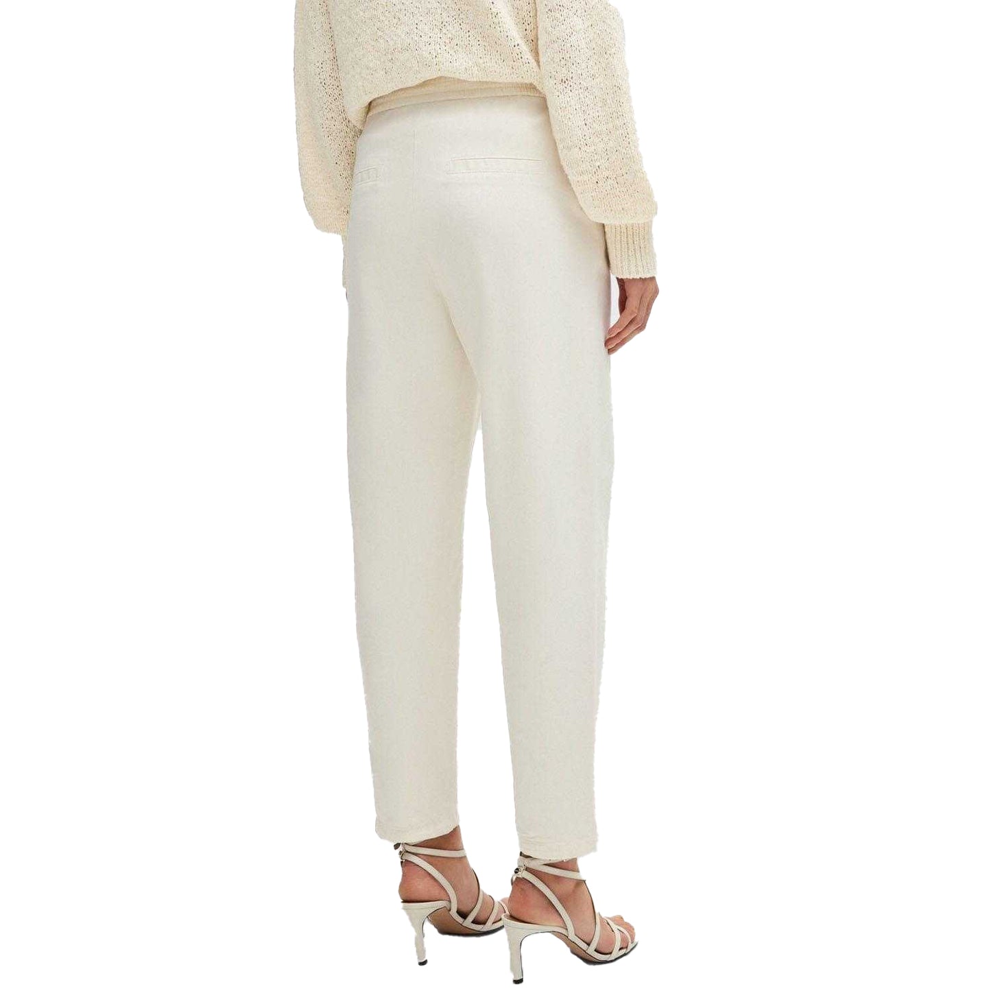 White - Back - Boss Womens-Ladies Tolinda-D Elasticated Waist Trousers