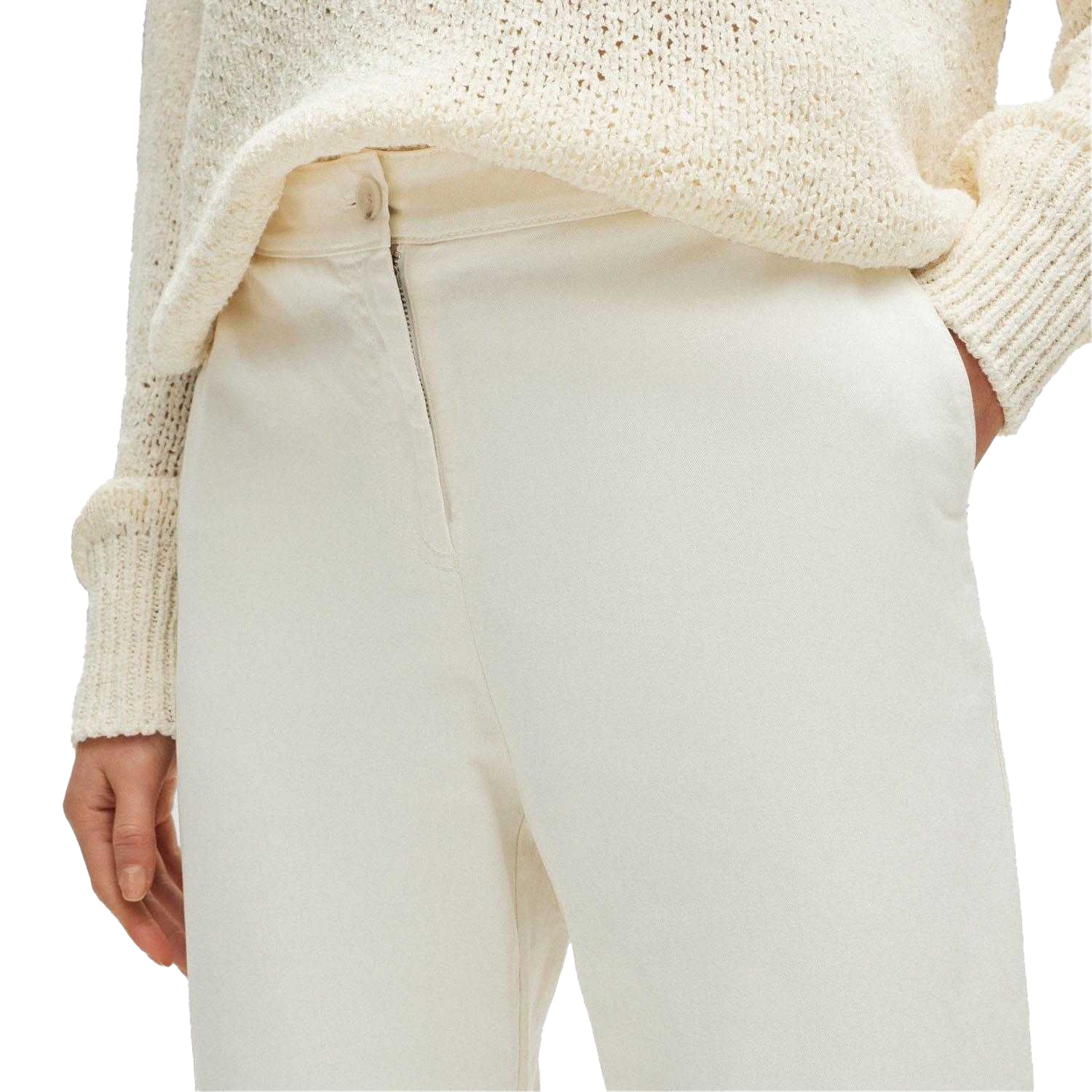 White - Side - Boss Womens-Ladies Tolinda-D Elasticated Waist Trousers