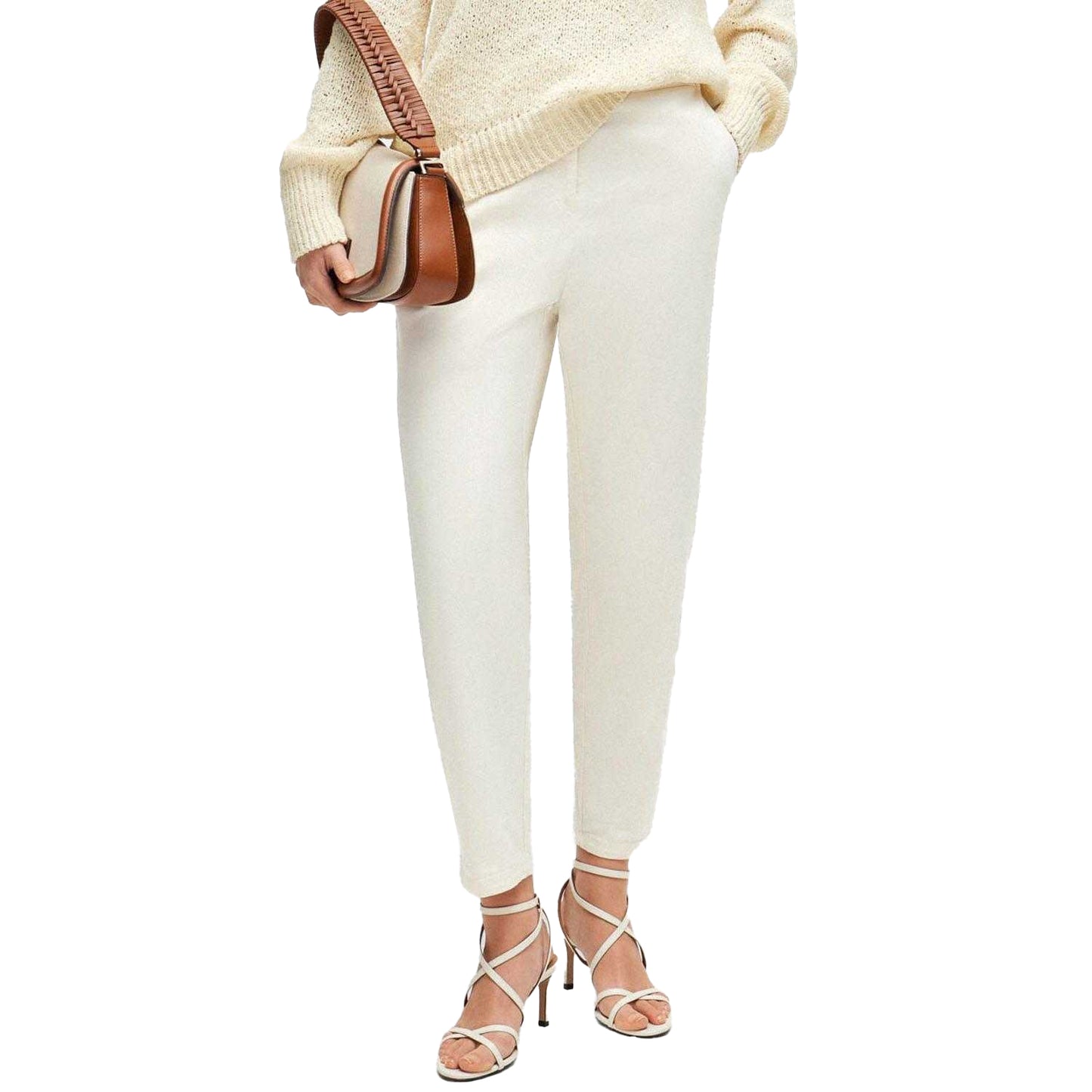 White - Lifestyle - Boss Womens-Ladies Tolinda-D Elasticated Waist Trousers