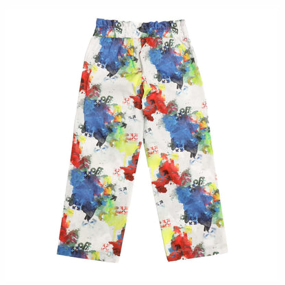 Multicoloured - Back - Off White Childrens-Kids Watercolour Trousers