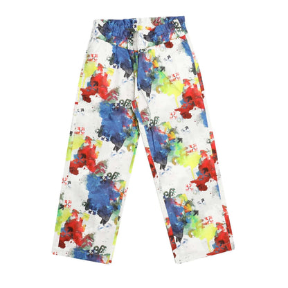 Multicoloured - Front - Off White Childrens-Kids Watercolour Trousers