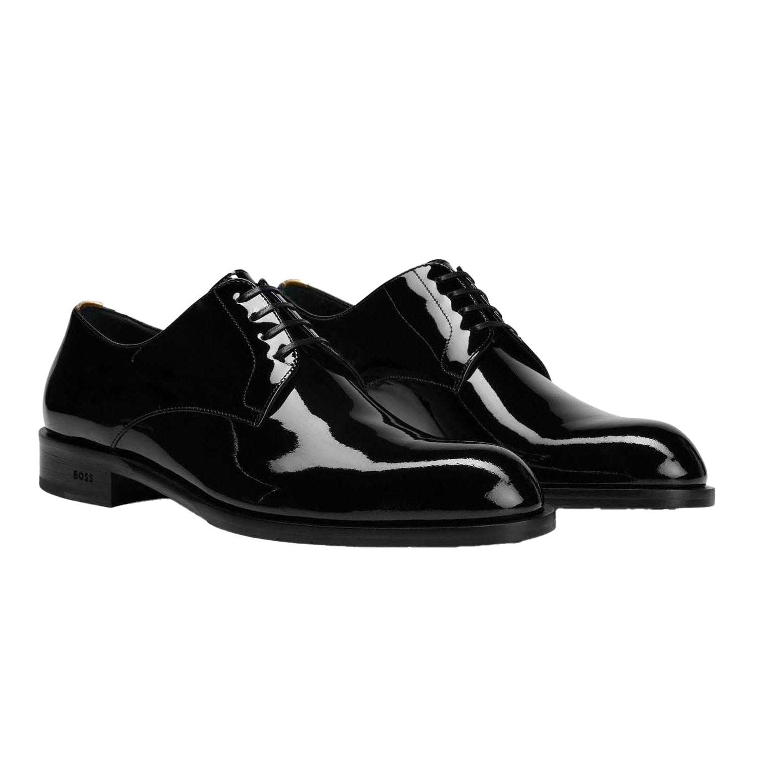 Black - Pack Shot - Hugo Boss Mens Bruce Shiny Leather Derby Shoes