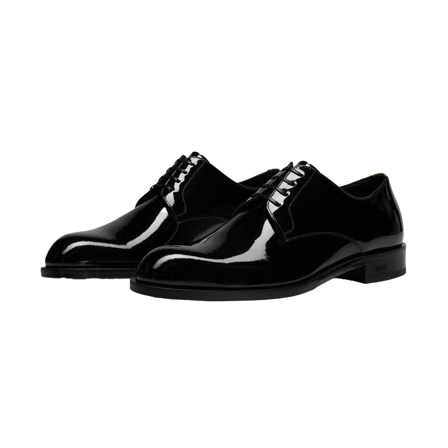 Black - Close up - Hugo Boss Mens Bruce Shiny Leather Derby Shoes