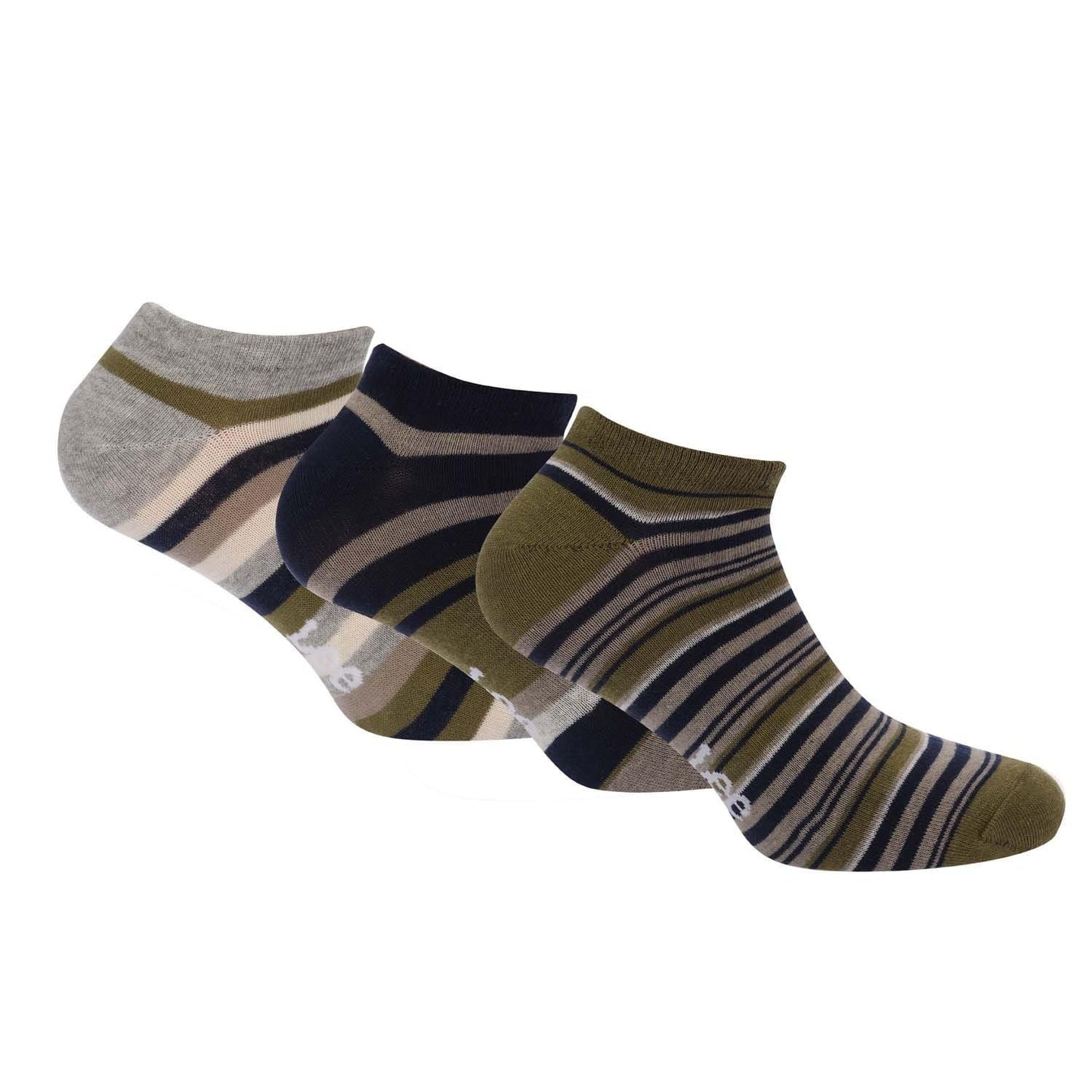 Brown-Black-Grey - Front - Lee Unisex Adult Contrast Striped Liner Socks (Pack of 3)