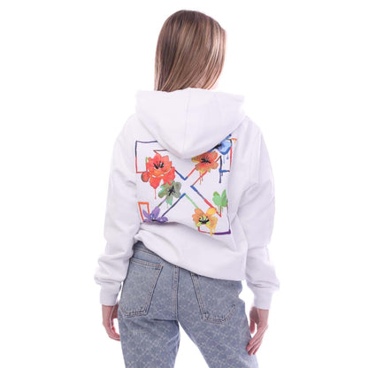 White - Back - Off White Womens-Ladies Floral Arrow Embroidered Regular Hoodie
