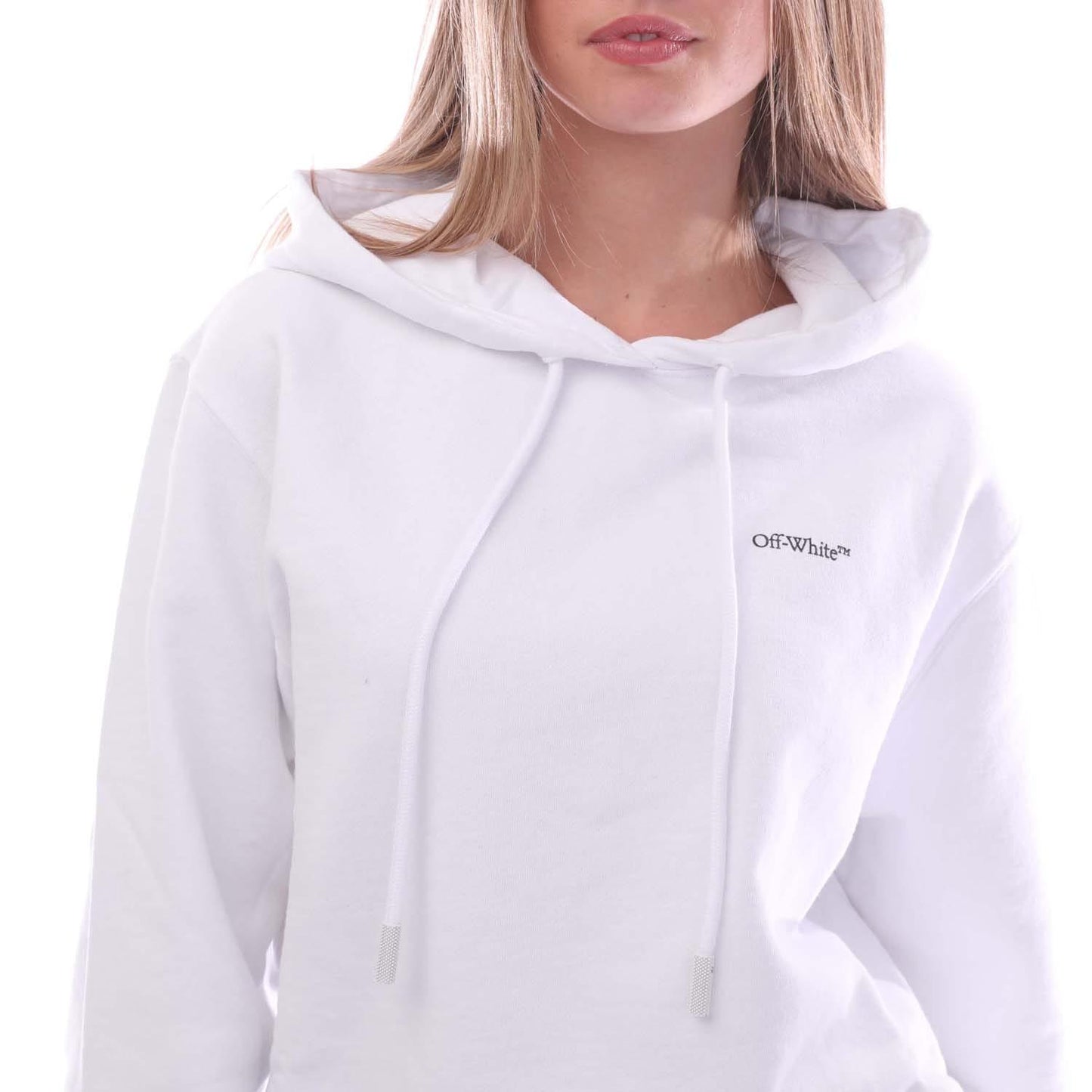 White - Side - Off White Womens-Ladies Floral Arrow Embroidered Regular Hoodie