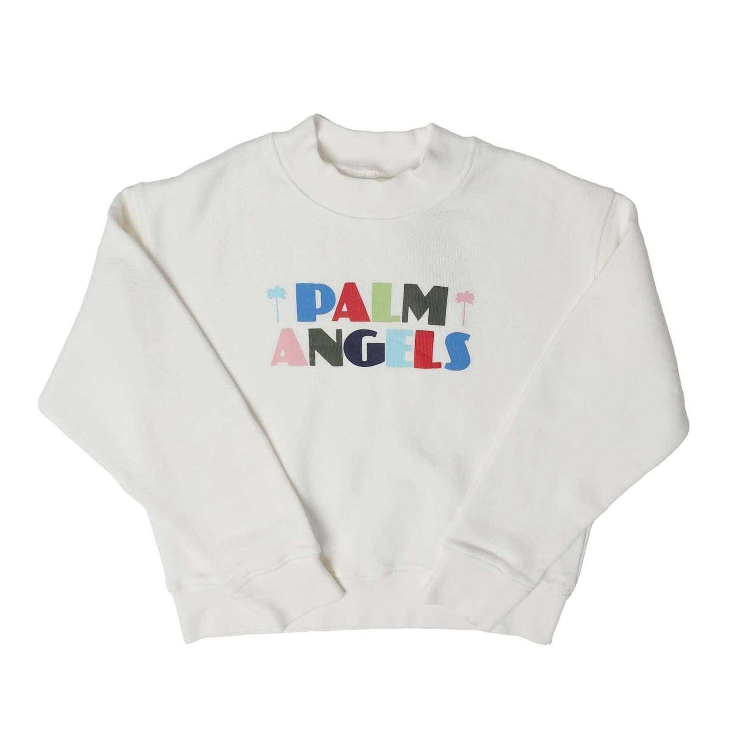White - Front - Palm Angels Childrens-Kids Logo Crew Neck Sweatshirt
