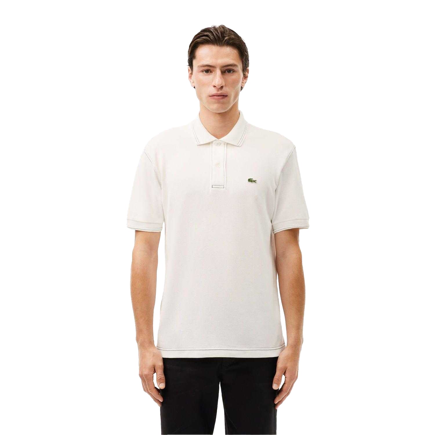 White - Lifestyle - Lacoste Mens L.12.12 Pique Heavyweight Classic Polo Shirt