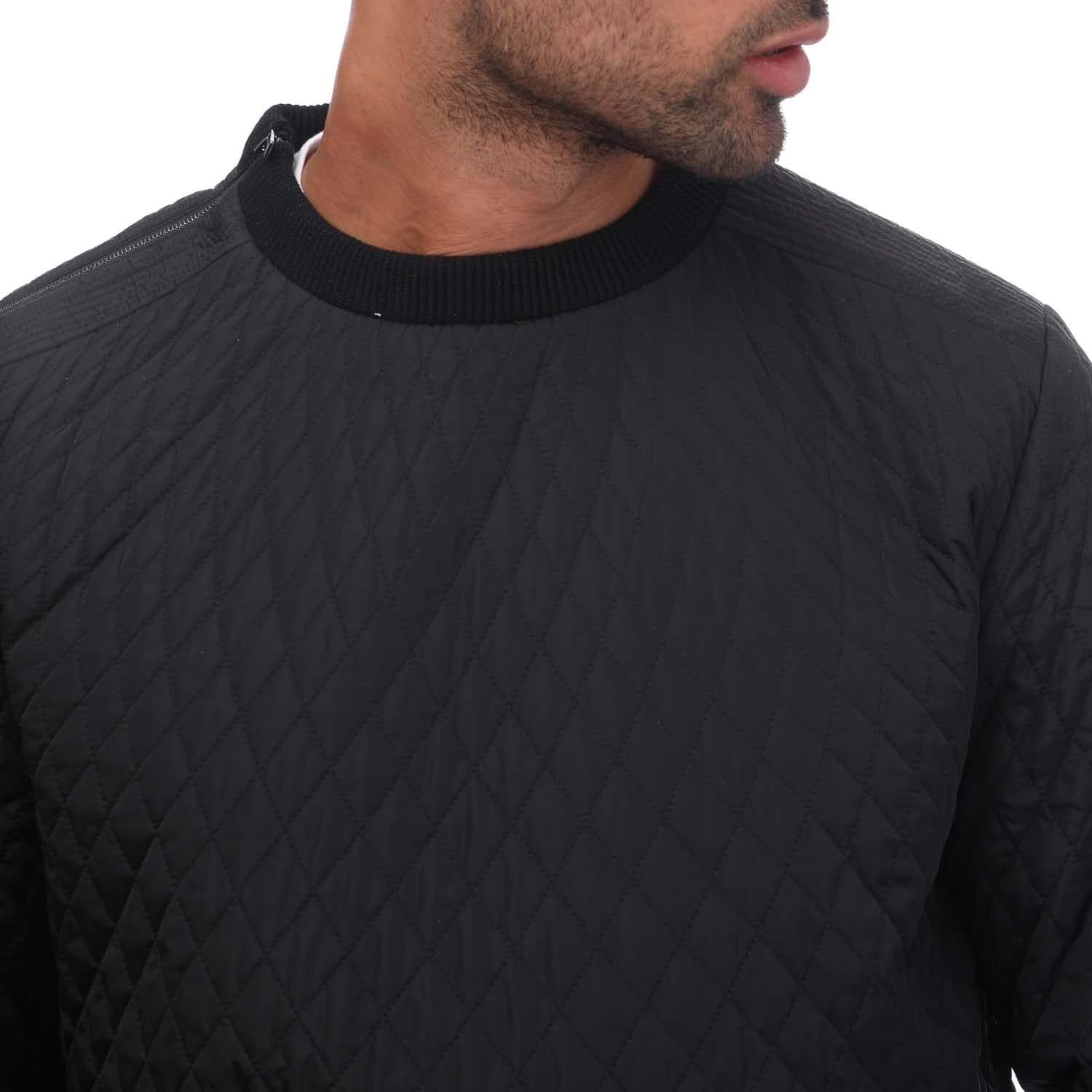 Black - Side - Armani Mens Crew Neck Sweatshirt
