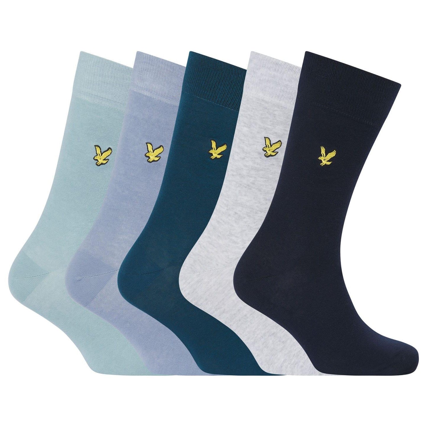 Blue-Grey-Black - Front - Lyle & Scott Mens Core Plain Socks (Pack of 5)