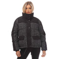 Black - Front - Gant Womens-Ladies Tweed Down Jacket