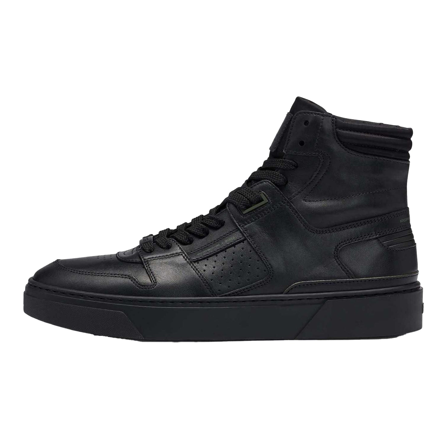 Black - Back - Boss Mens Gary Leather High-top Trainers