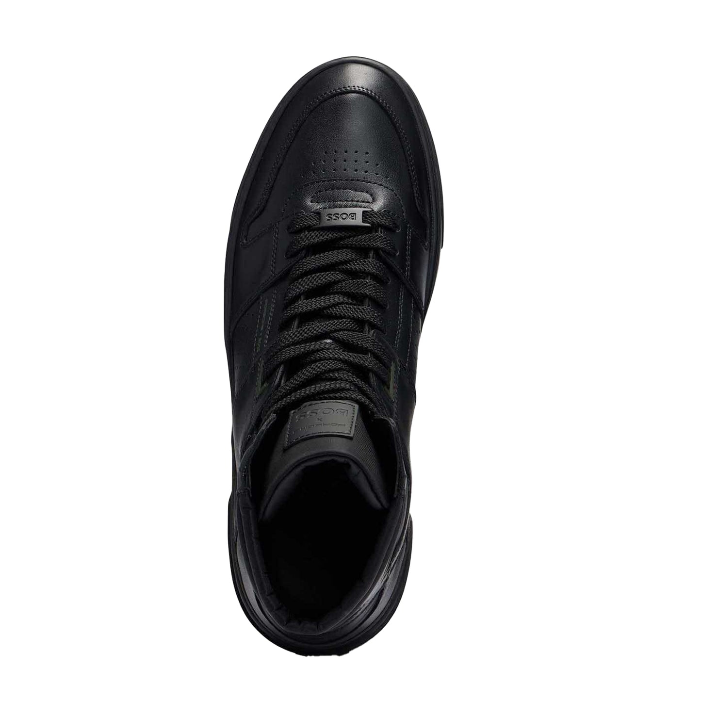 Black - Side - Boss Mens Gary Leather High-top Trainers