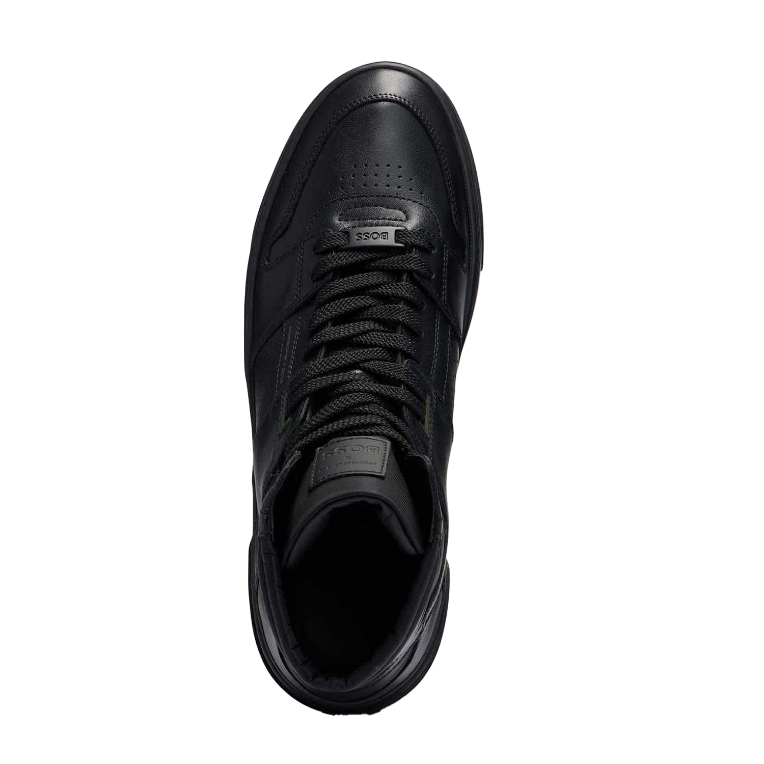 Black - Side - Boss Mens Gary Leather High-top Trainers