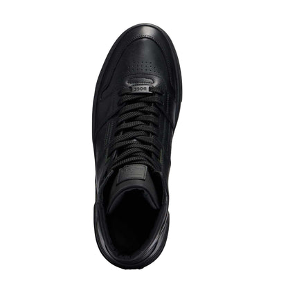 Black - Side - Boss Mens Gary Leather High-top Trainers