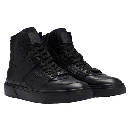 Black - Pack Shot - Boss Mens Gary Leather High-top Trainers