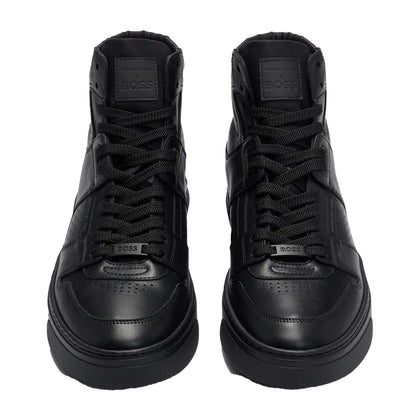Black - Close up - Boss Mens Gary Leather High-top Trainers