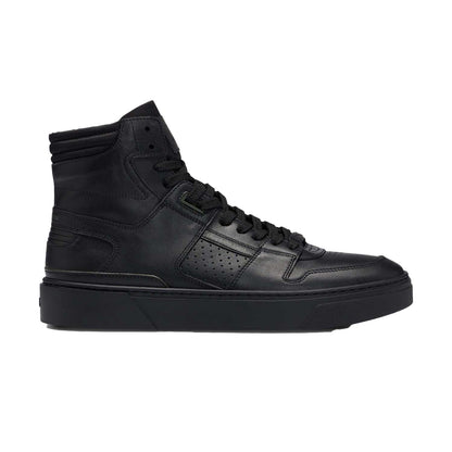 Black - Front - Boss Mens Gary Leather High-top Trainers