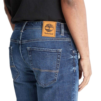 Indigo - Lifestyle - Timberland Mens Sandown Leather Badge 5 Pockets Slim Jeans
