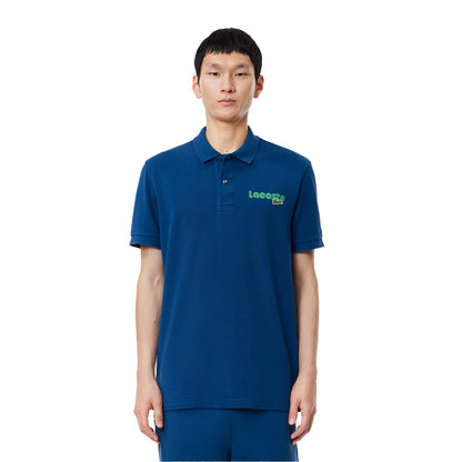 Blue - Side - Lacoste Mens L.12.12 Washed Regular Polo Shirt