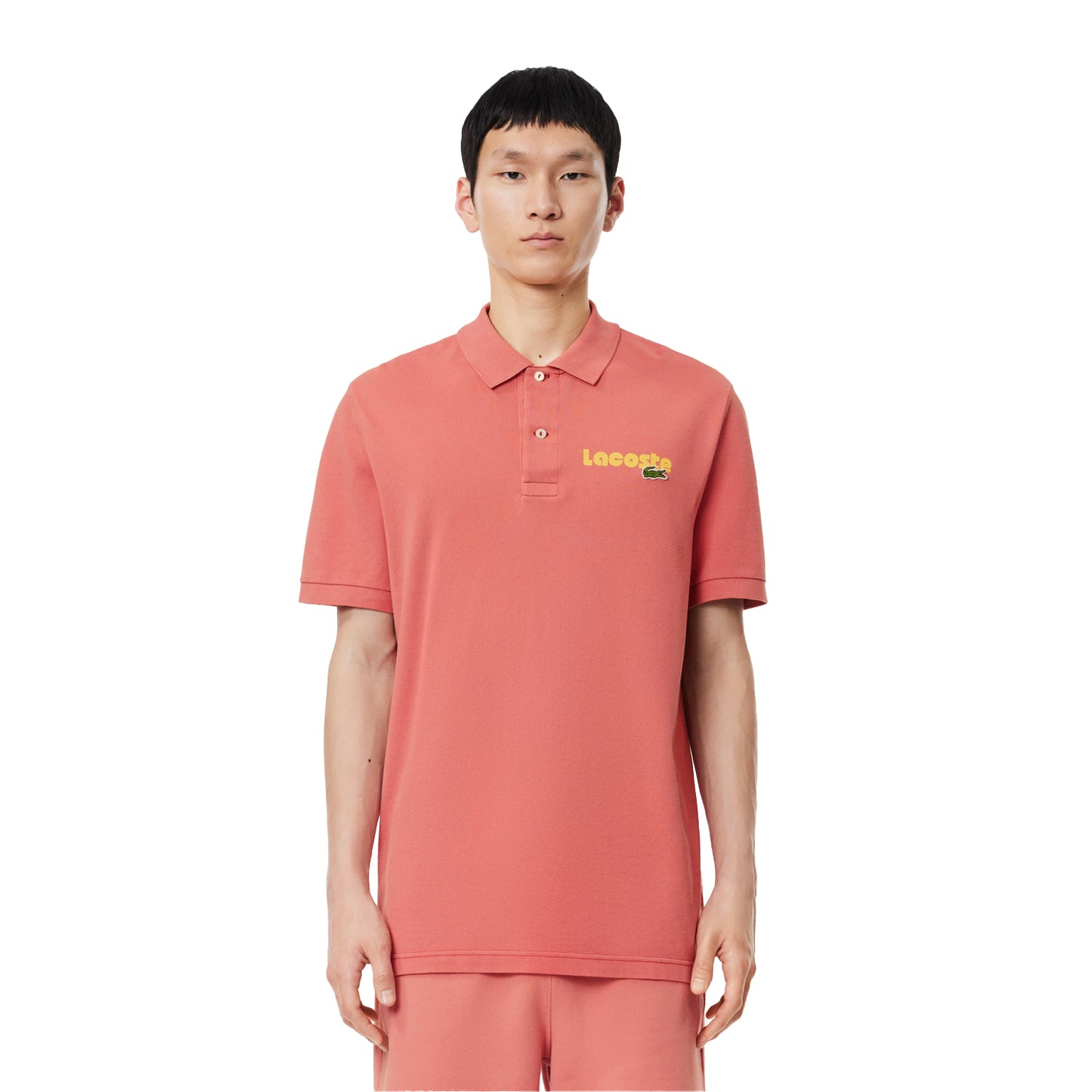 Red - Close up - Lacoste Mens L.12.12 Washed Regular Polo Shirt