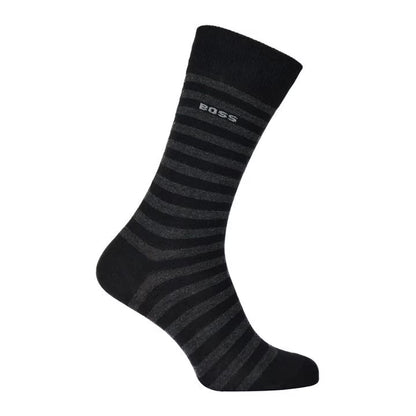 Black - Back - Hugo Boss Mens Striped Crew Socks (Pack of 2)