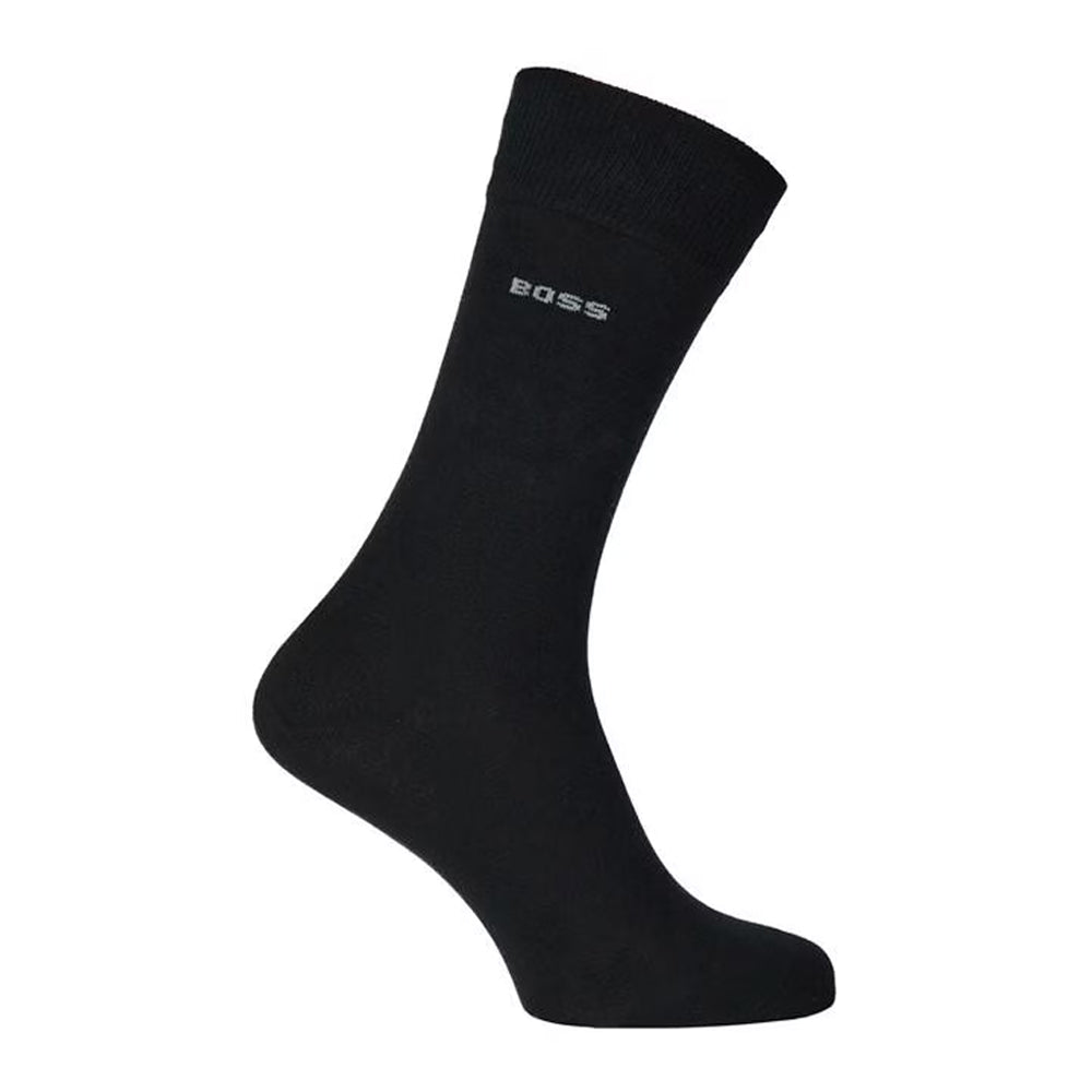 Black - Side - Hugo Boss Mens Striped Crew Socks (Pack of 2)