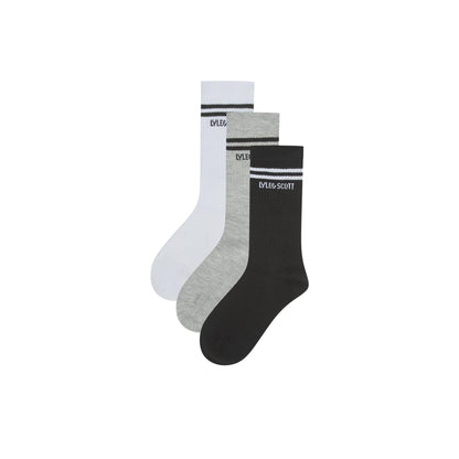 White-Black-Grey - Front - Lyle & Scott Boys Sports Socks (Pack of 3)