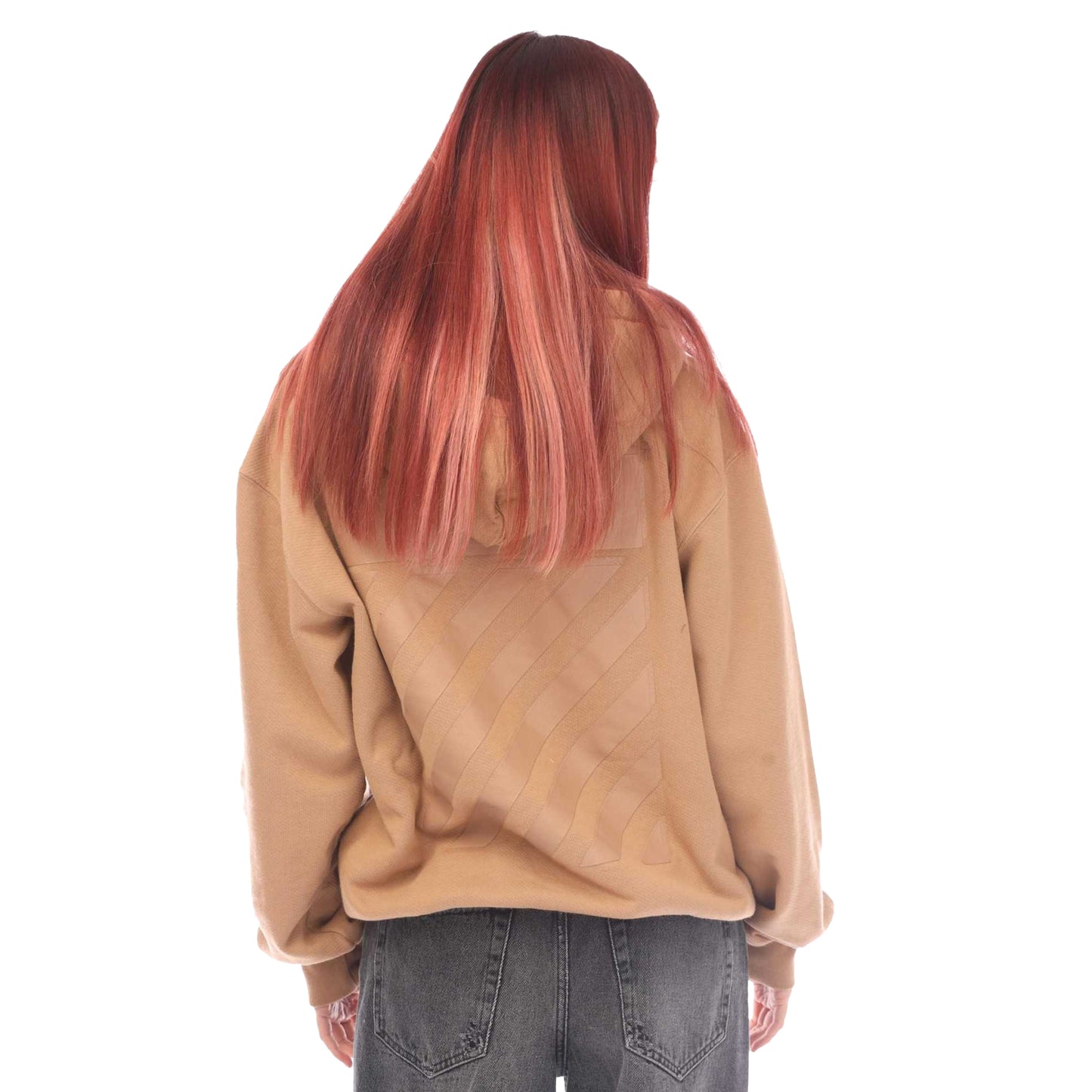 Brown - Back - Off White Womens-Ladies For All Hoodie