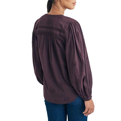 Burgundy - Back - Nobody´s Child Womens-Ladies Fern Floral Embroidery Blouse