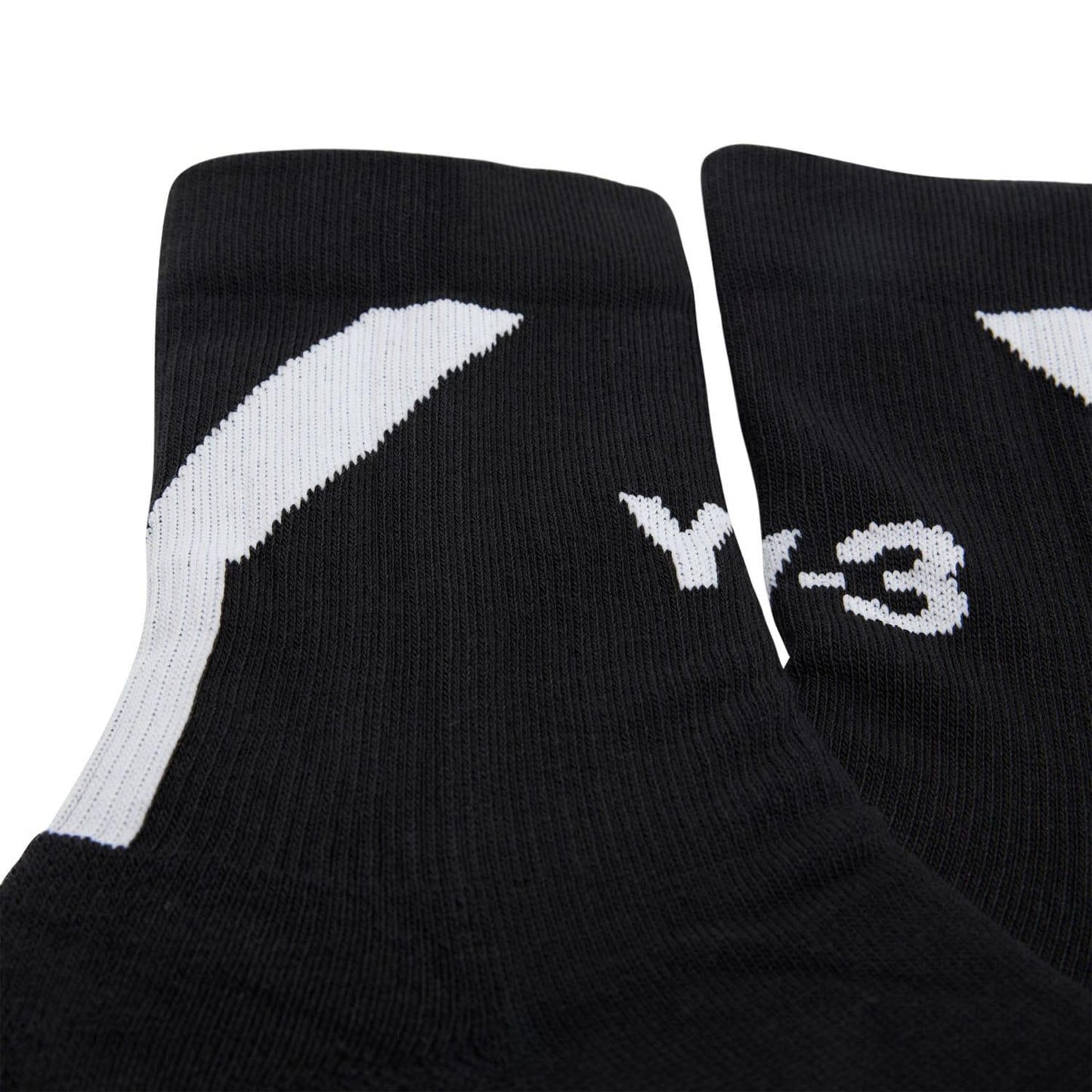 Black - Back - Y-3 Mens Hi Logo Crew Socks