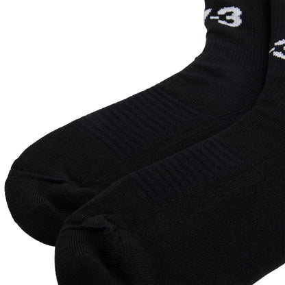 Black - Side - Y-3 Mens Hi Logo Crew Socks
