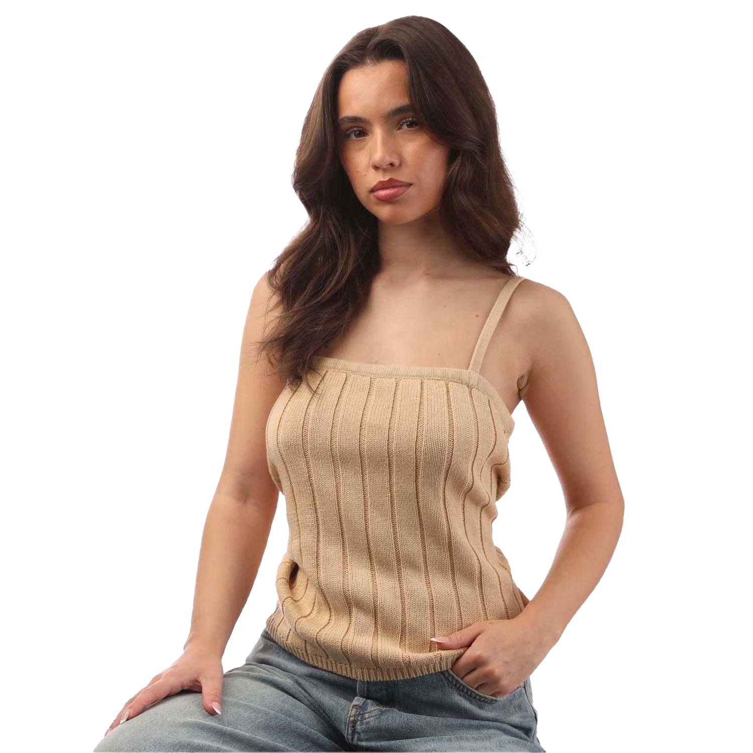 Beige - Side - Nobody´s Child Womens-Ladies Ribbed Camisole