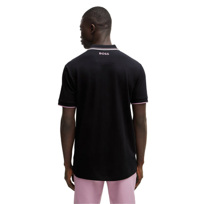 Dark Blue - Back - Boss Mens Paddy Pro Contrast Logo Polo Shirt