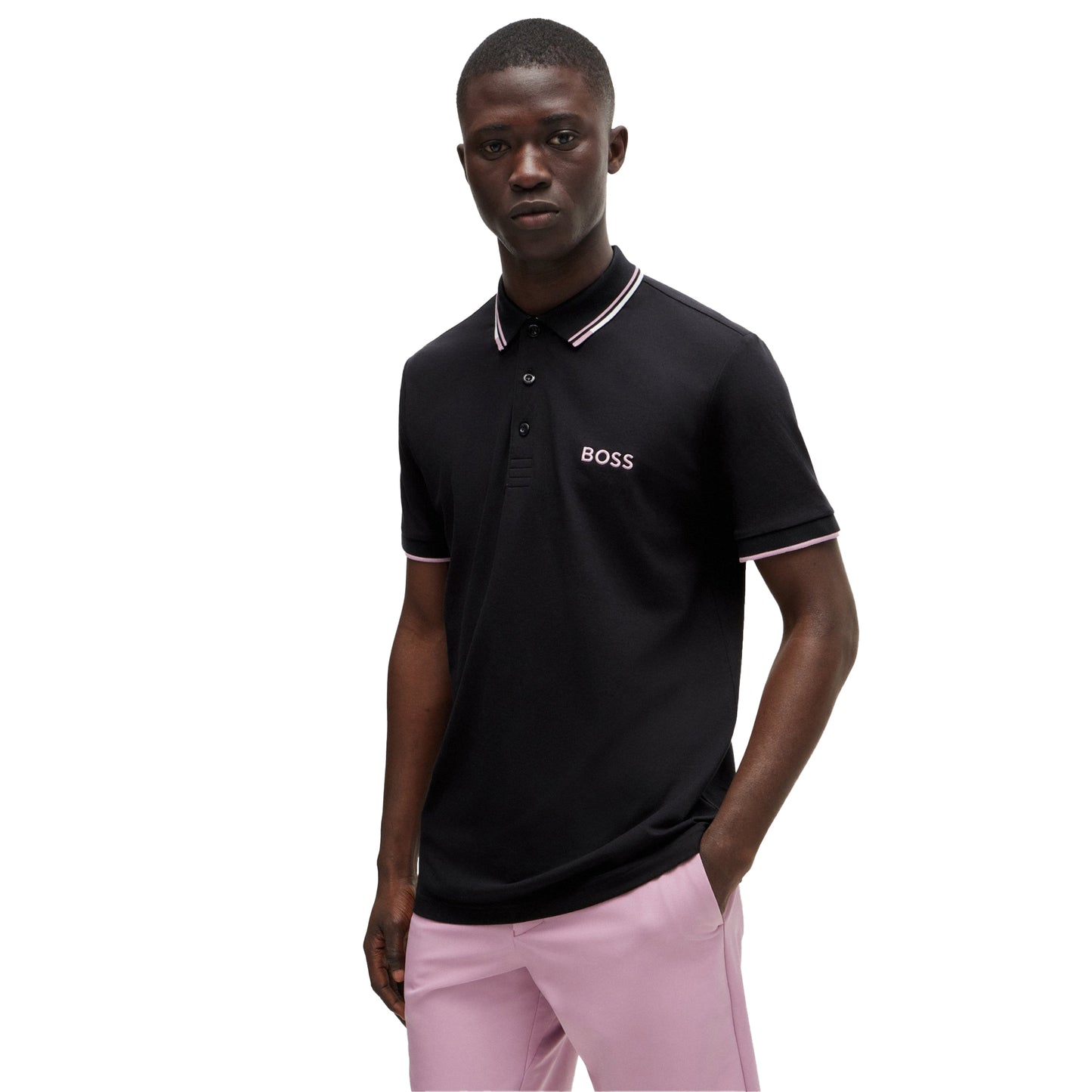Dark Blue - Side - Boss Mens Paddy Pro Contrast Logo Polo Shirt