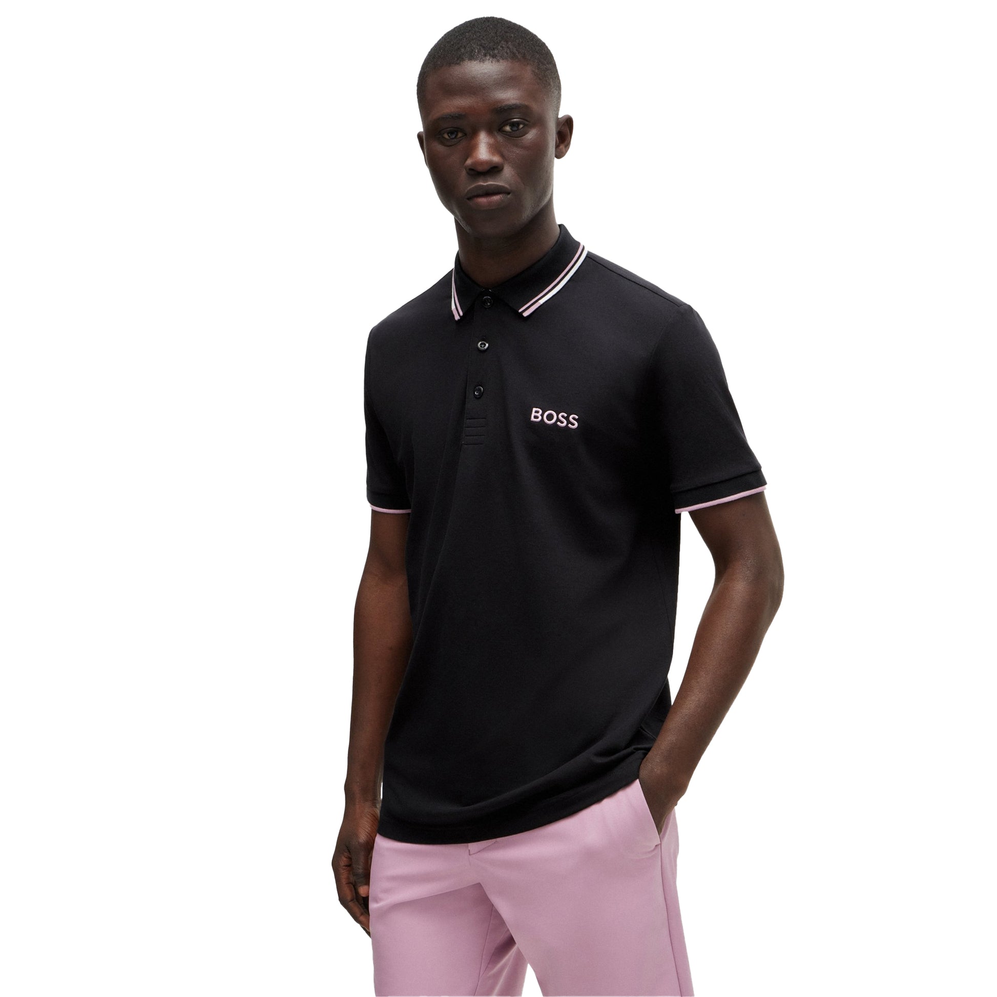 Dark Blue - Side - Boss Mens Paddy Pro Contrast Logo Polo Shirt
