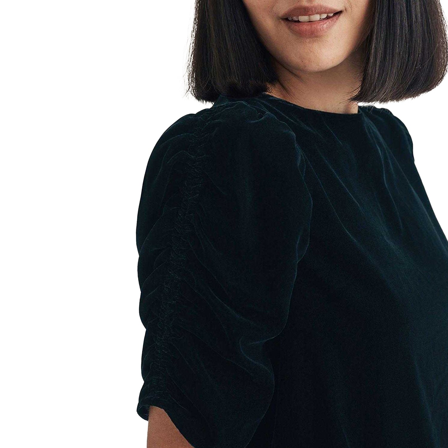 Black - Lifestyle - Nobody´s Child Womens-Ladies Velvet Gathered Sleeve Top