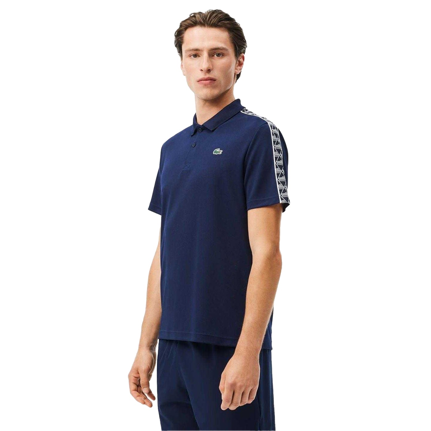 Navy - Side - Lacoste Mens Pique Ultra Dry Tennis Polo Shirt