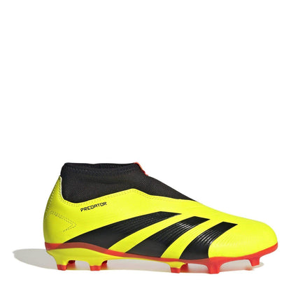 Yellow-Black - Front - Adidas Childrens-Kids Predator League Firm Ground Football Boots
