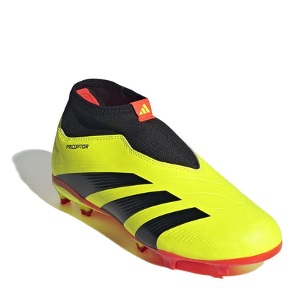 Yellow-Black - Side - Adidas Childrens-Kids Predator League Firm Ground Football Boots