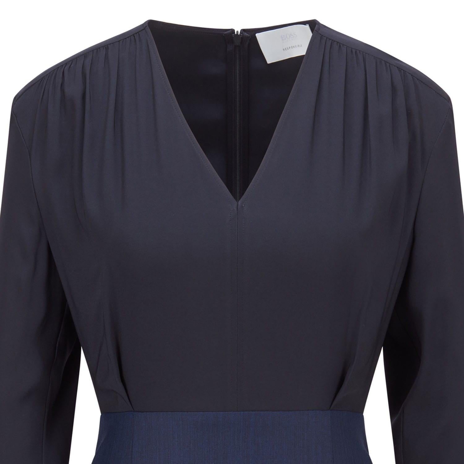 Black-Navy - Back - Boss Womens-Ladies Dasaria 2 in 1 Dress