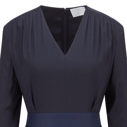 Black-Navy - Back - Boss Womens-Ladies Dasaria 2 in 1 Dress