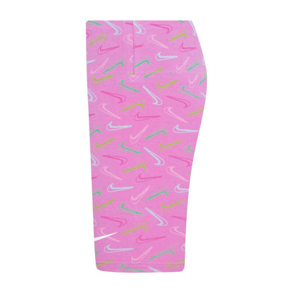 Pink - Side - Nike Girls Swoosh Logo Biker Shorts