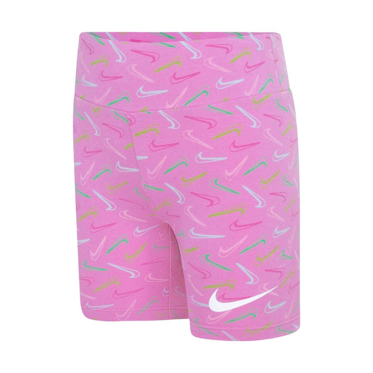 Pink - Front - Nike Girls Swoosh Logo Biker Shorts