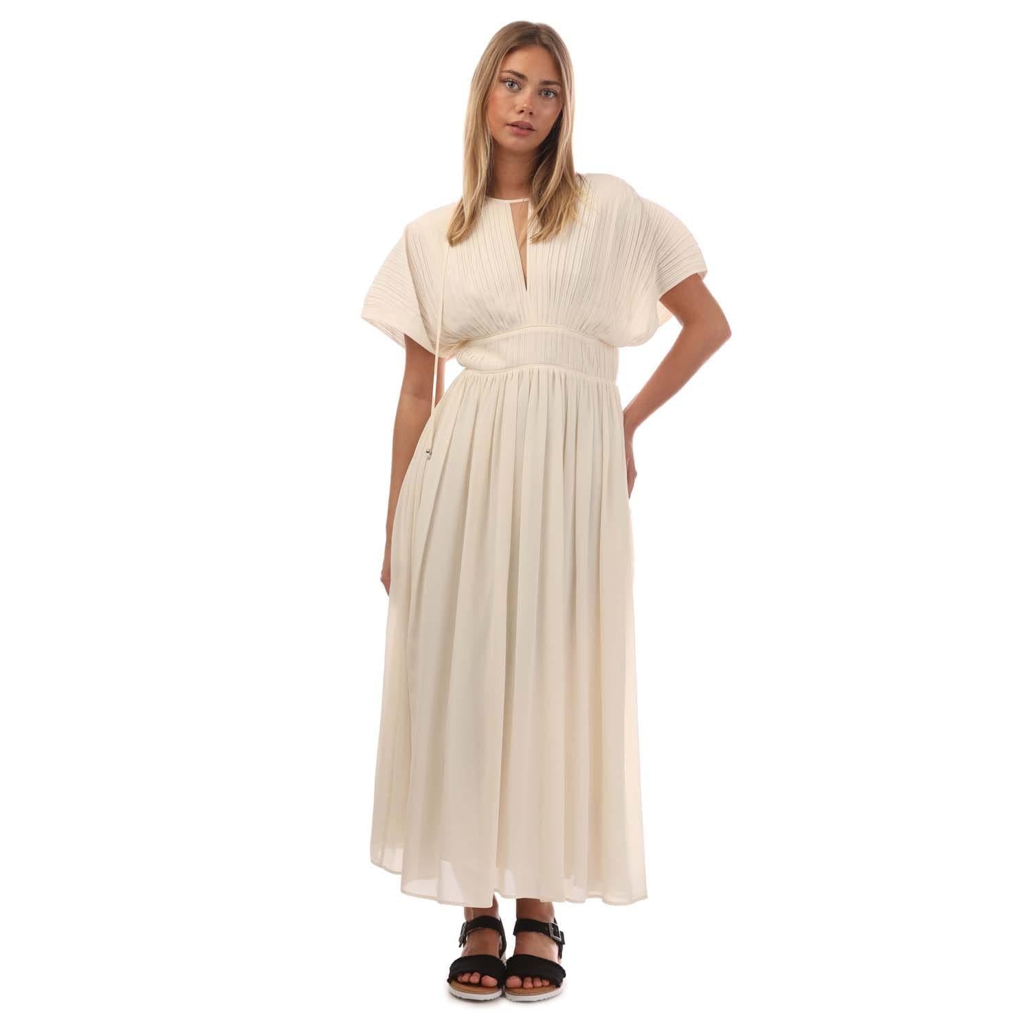 White - Front - Boss Womens-Ladies Drizzie Slim Casual Dress