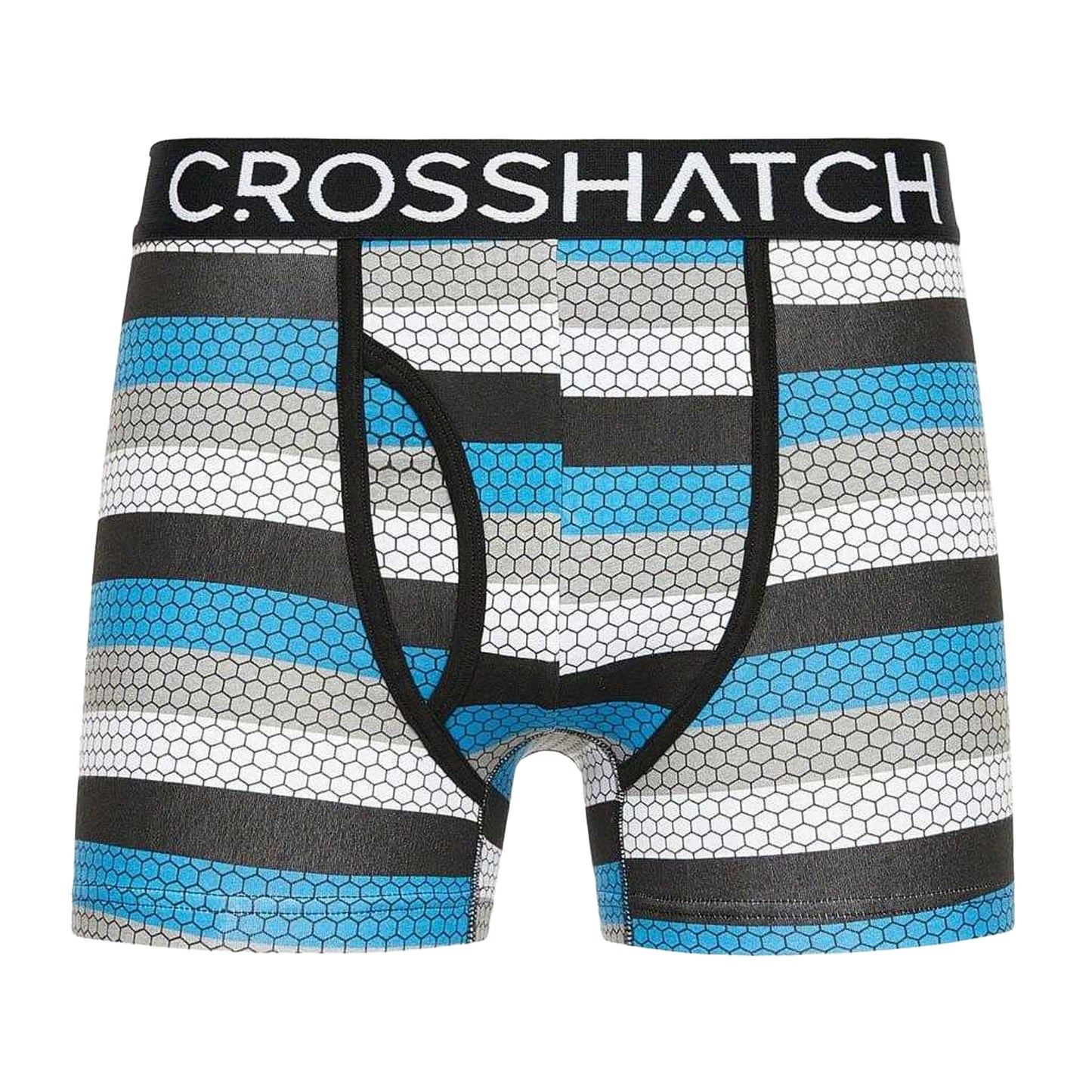 Blue-Black-White - Side - Crosshatch Mens Crystaline Boxer Shorts (Pack of 3)