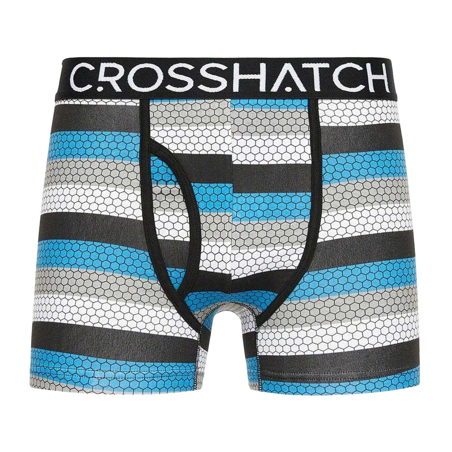Blue-Black-White - Side - Crosshatch Mens Crystaline Boxer Shorts (Pack of 3)