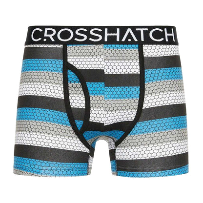 Blue-Black-White - Side - Crosshatch Mens Crystaline Boxer Shorts (Pack of 3)