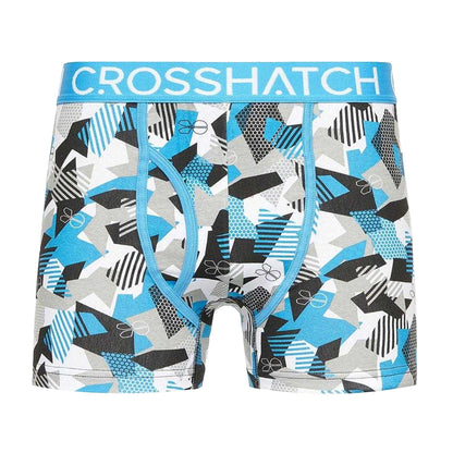Blue-Black-White - Lifestyle - Crosshatch Mens Crystaline Boxer Shorts (Pack of 3)