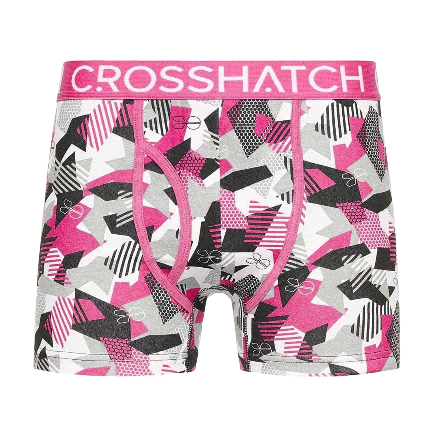 Pink-Black-White - Back - Crosshatch Mens Crystaline Boxer Shorts (Pack of 3)